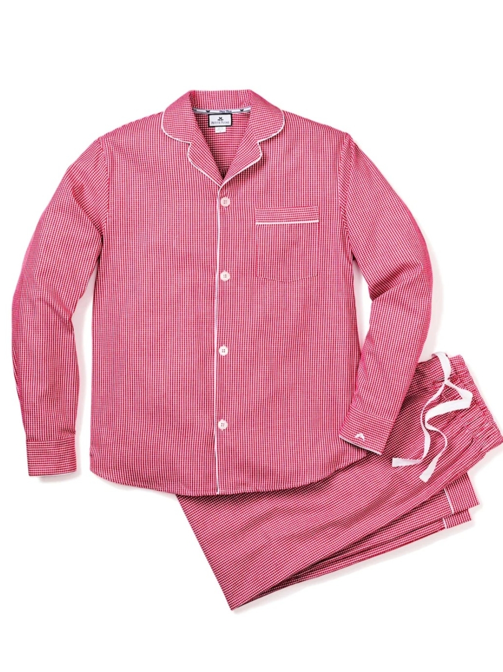 Petite Plume Men's Red Mini Gingham Pajama Set - Size XL. New With Tags